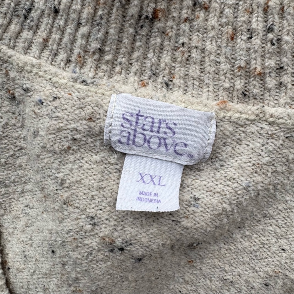 Sweater Set - joggers & v-neck sweater - speckled cream color - cotton blend - Picture 4 of 11